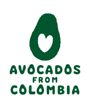 Green-and-white logo featuring an avocado with a heart in the center