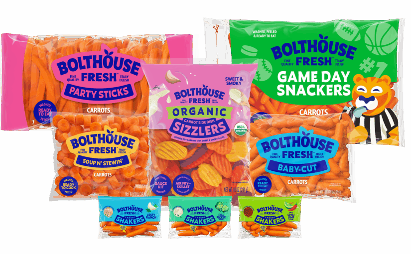 A variety of packaged carrot snacks