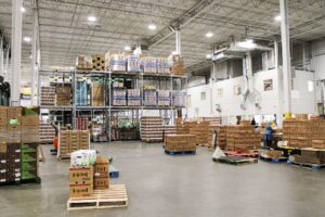 A spacious warehouse interior