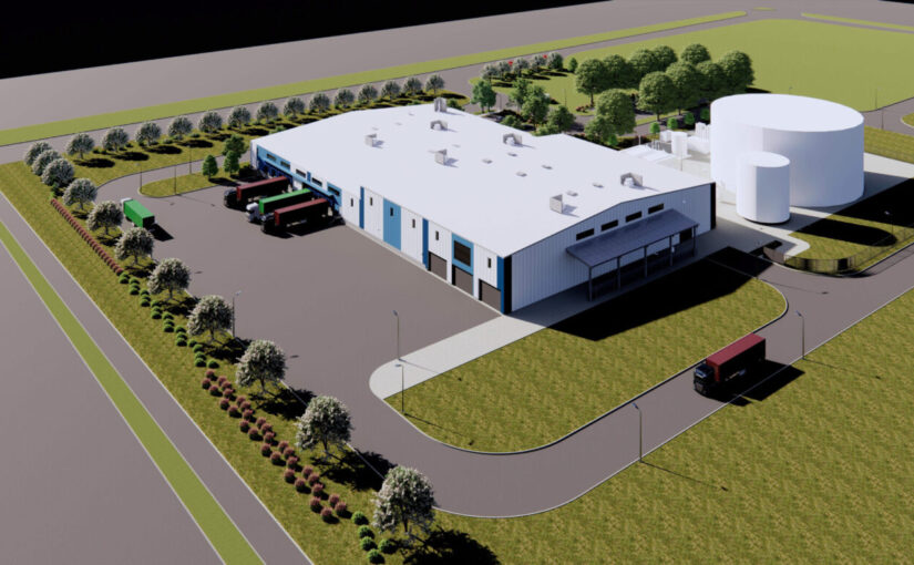 A rendering of a 65,000-square-foot energy facility