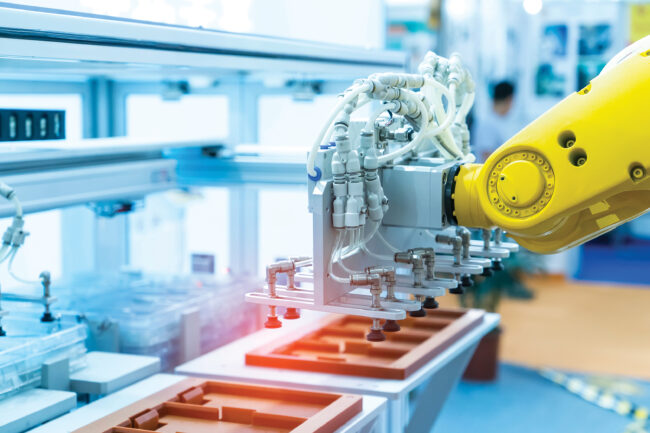 An automated mechanism measures product