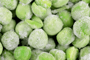 A closeup view of frozen green vegetables