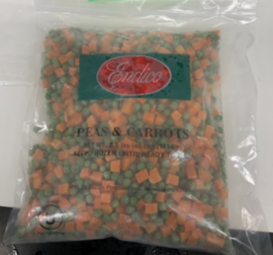 A bag of frozen peas and carrots