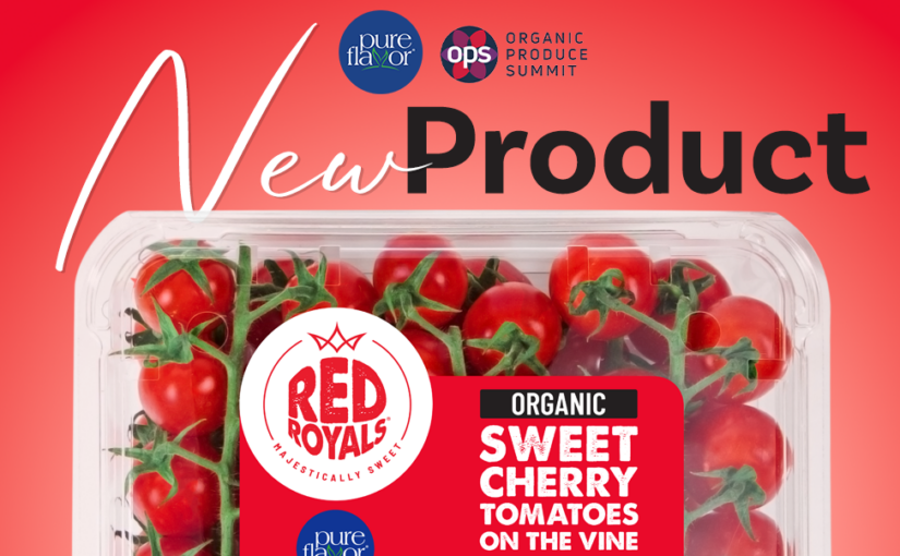 Bright red logo featuring cherry tomatoes