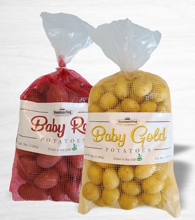 New three-pound mesh bags for Mountain King baby golds, reds