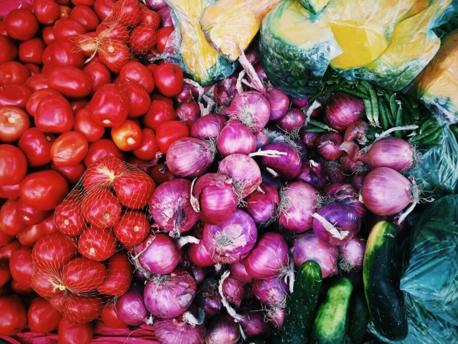 Array of brightly colored produce
