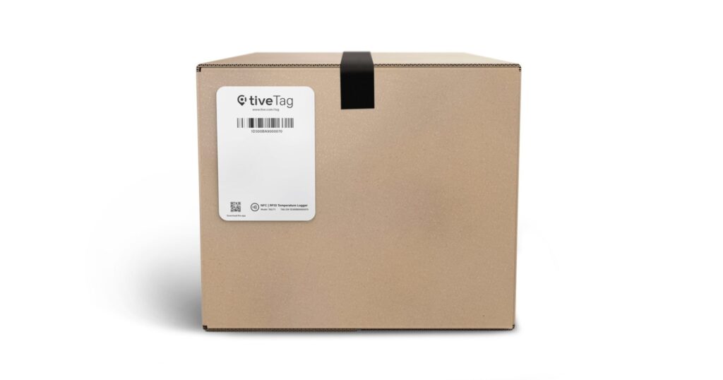 Cloud-enabled temperature logger sticks on package like shipping label