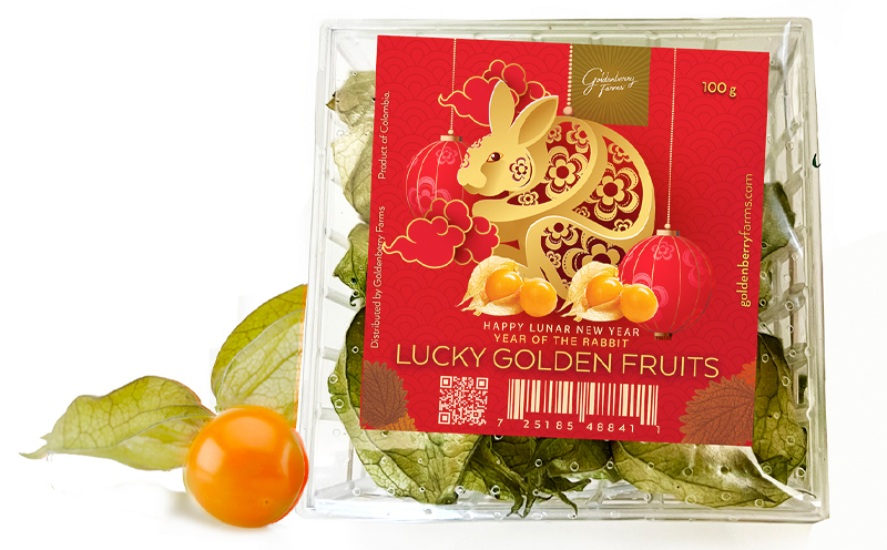 Lucky Golden Fruits packaging highlights Lunar New Year